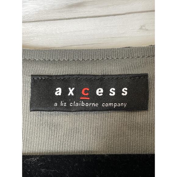 Axcess Liz‎ Claiborne Blouse Womens XL Gray Black Yellow Square Neck Lined Top - Picture 6 of 10